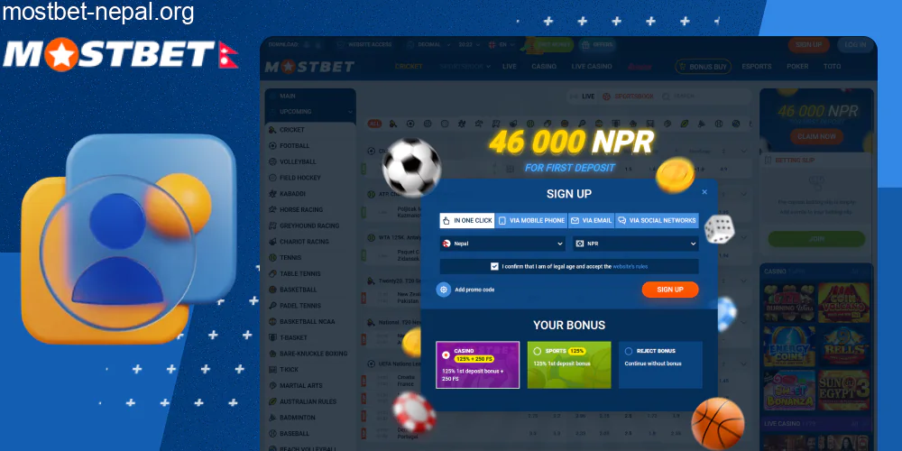 Mostbet Nepal registration process